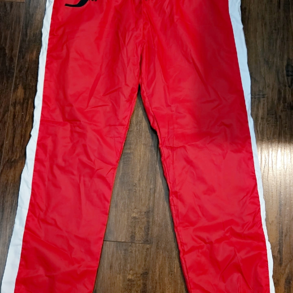 Stylish Red Joggers with White Accents
